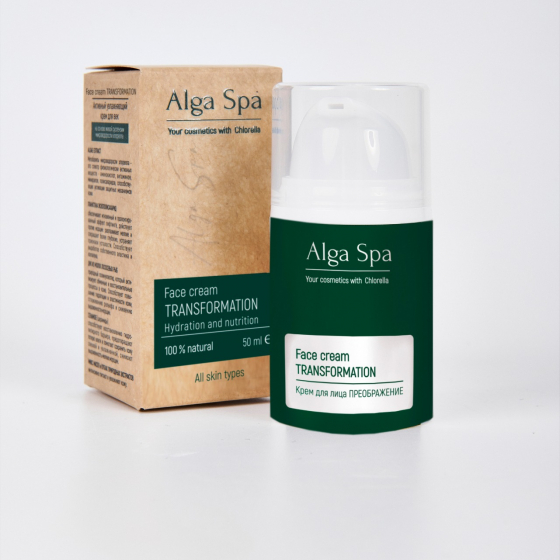 Крем для лица ПРЕОБРАЖЕНИЕ на основе живой суспензии хлорелла ALGA SPA, 50 мл. Крем для лица ПРЕОБРАЖЕНИЕ на основе живой суспензии хлорелла ALGA SPA, 50 мл.